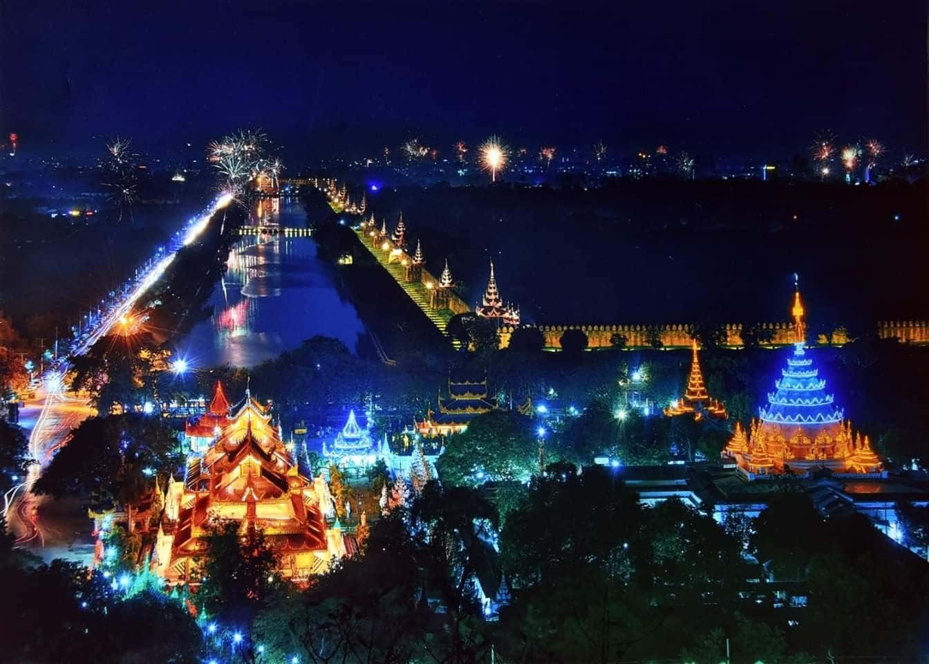 Stunning Night Lights At Mandalay Palace