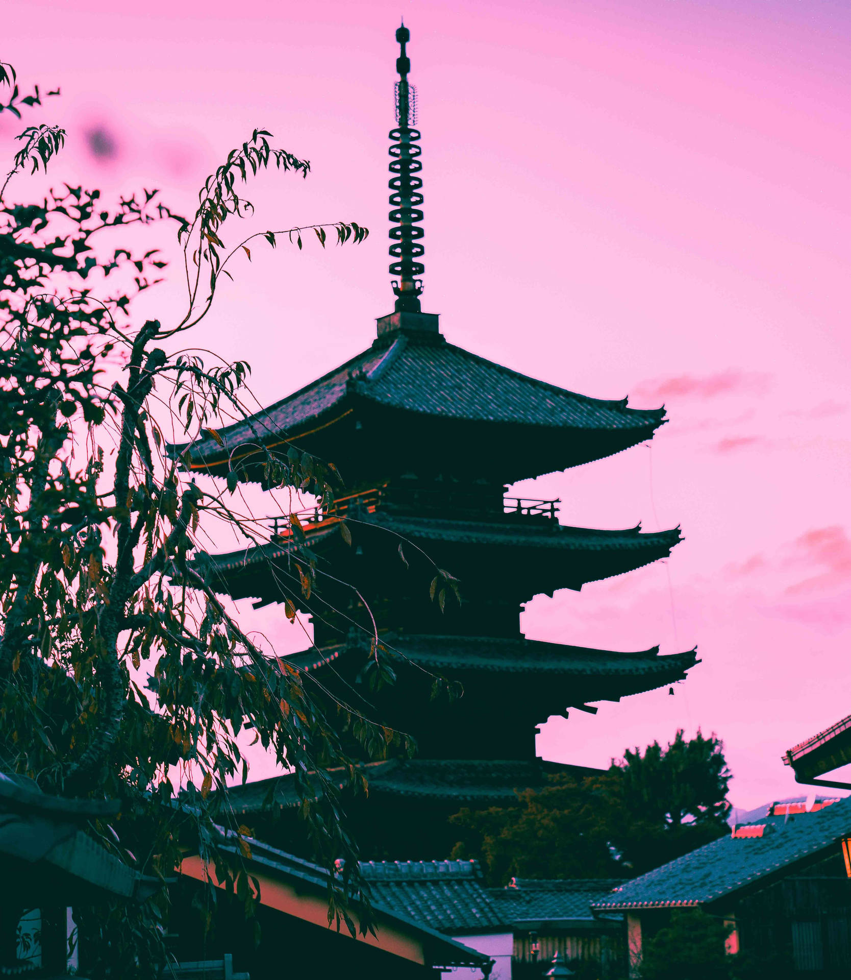 Stunning Pagoda In Pastel Japanese Aesthetic Background