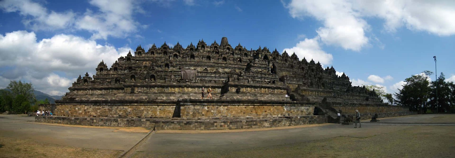 Stunning Panorama Of Borobudur Temple Background