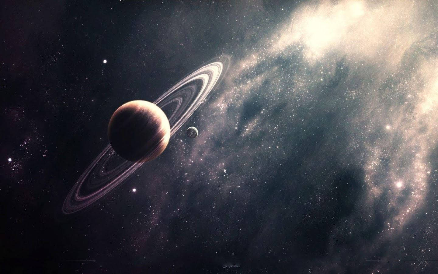 Stunning Planet Saturn With Rings Background