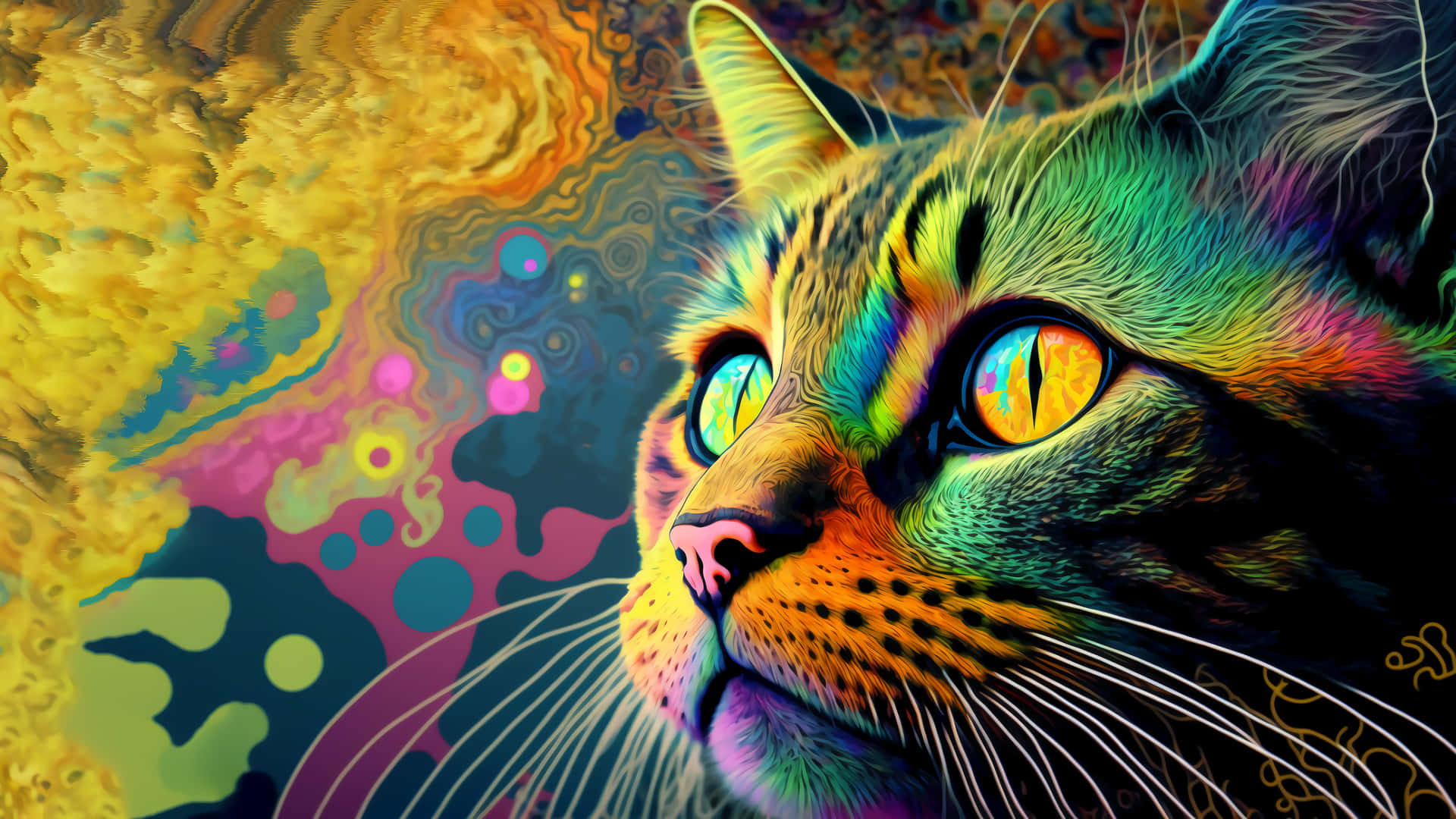 Stunning Rainbow Cat Background