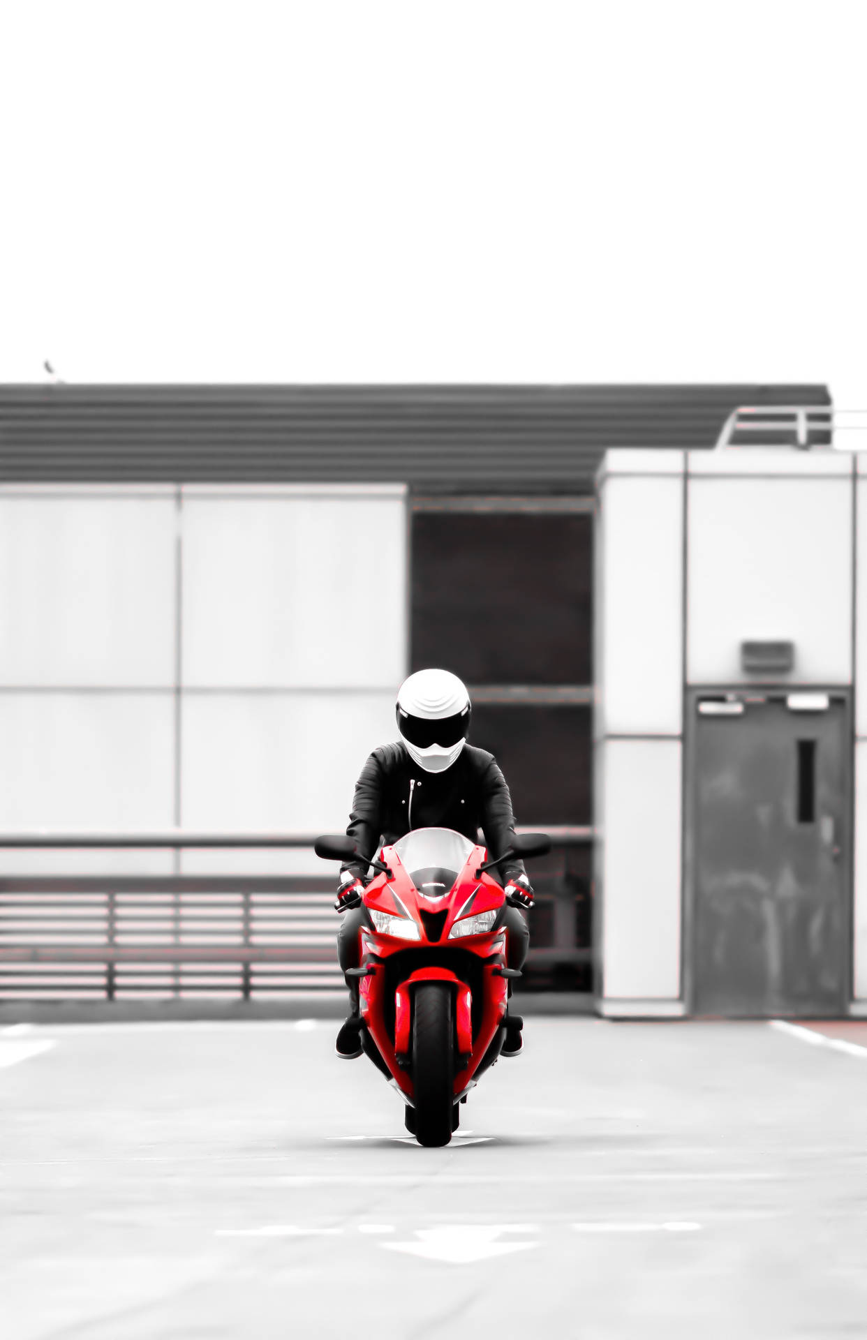 Stunning Red Bike In Minimalist Setting Background