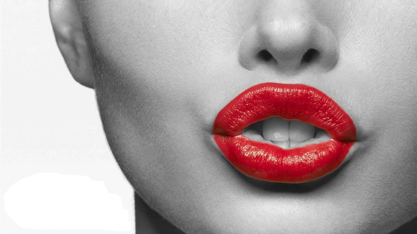 Stunning Red Lips - The Epitome Of Glamour And Passion Background