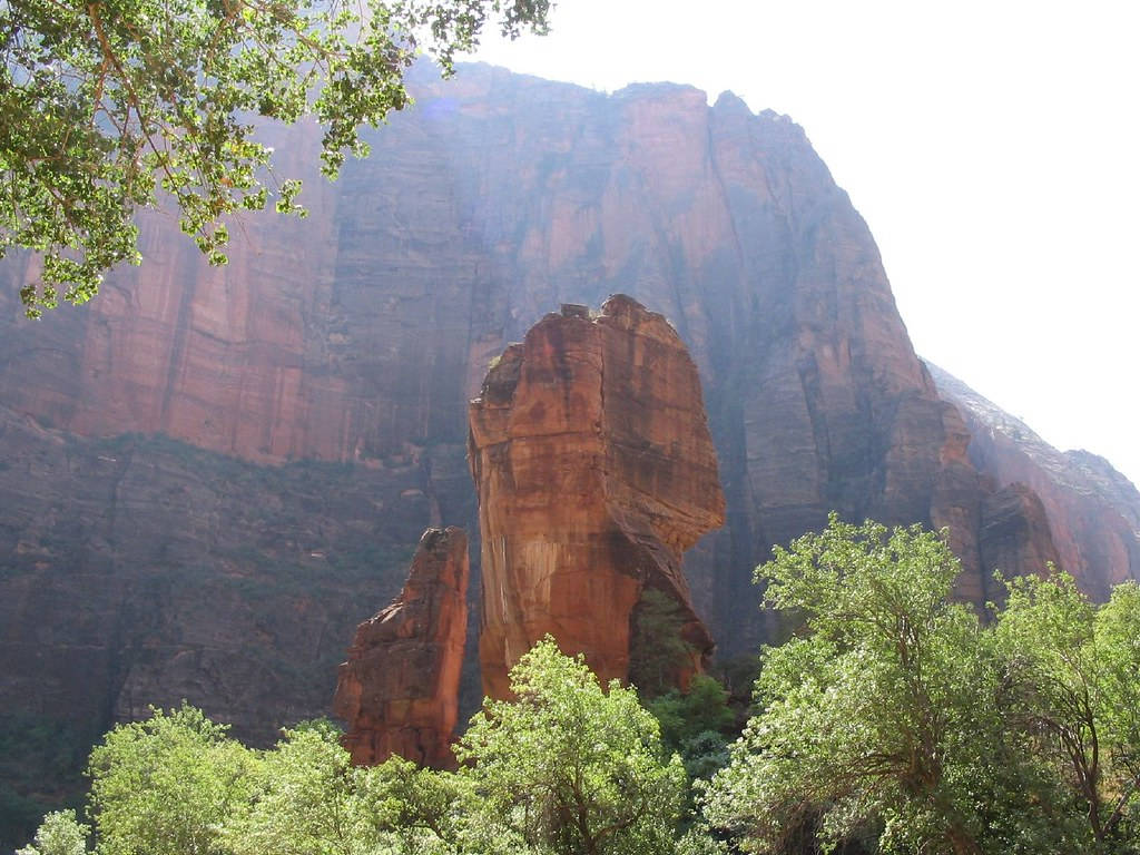 Stunning Rock Formation In Zion National Park Background