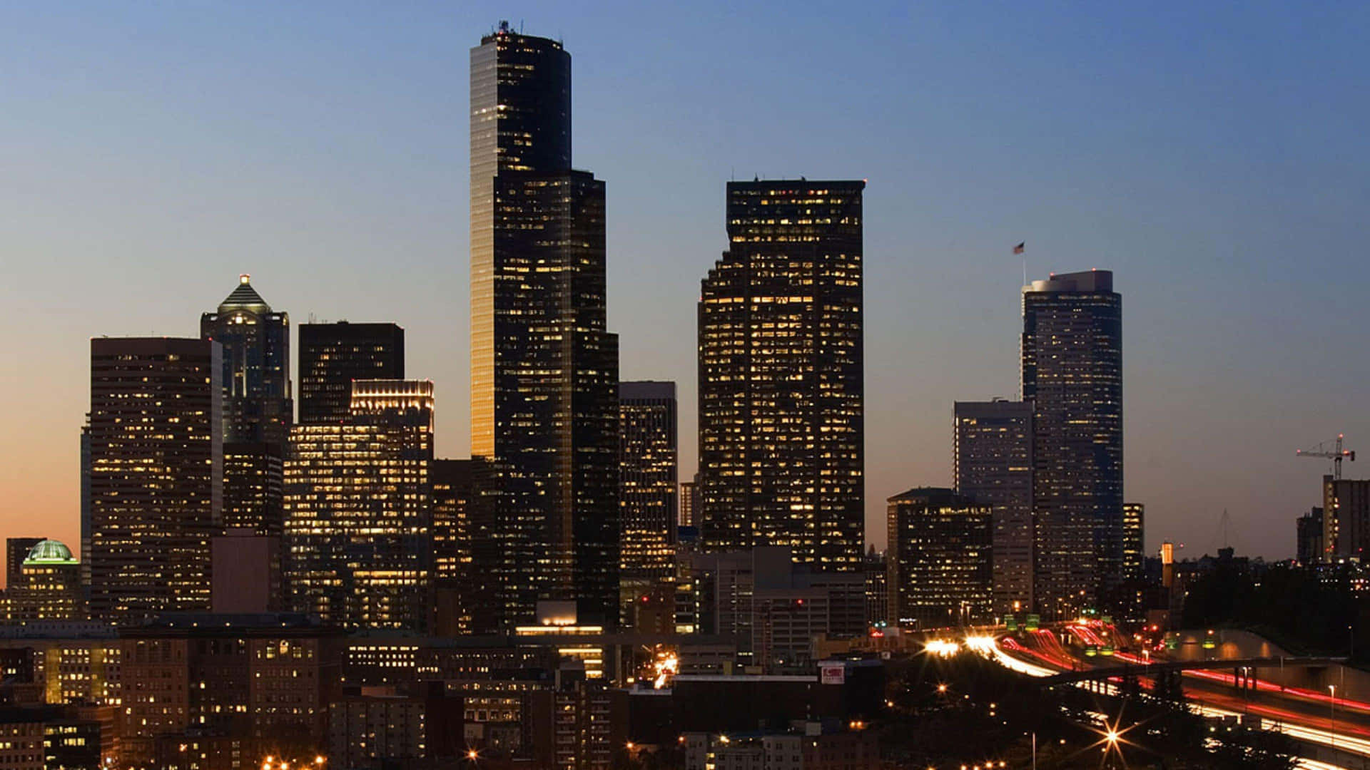 Stunning Seattle At Night Background