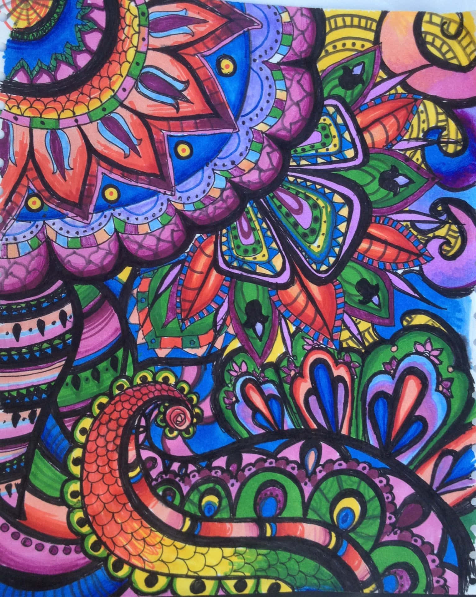 Stunning Stained Glass Artwork Created With Permanent Markers Background