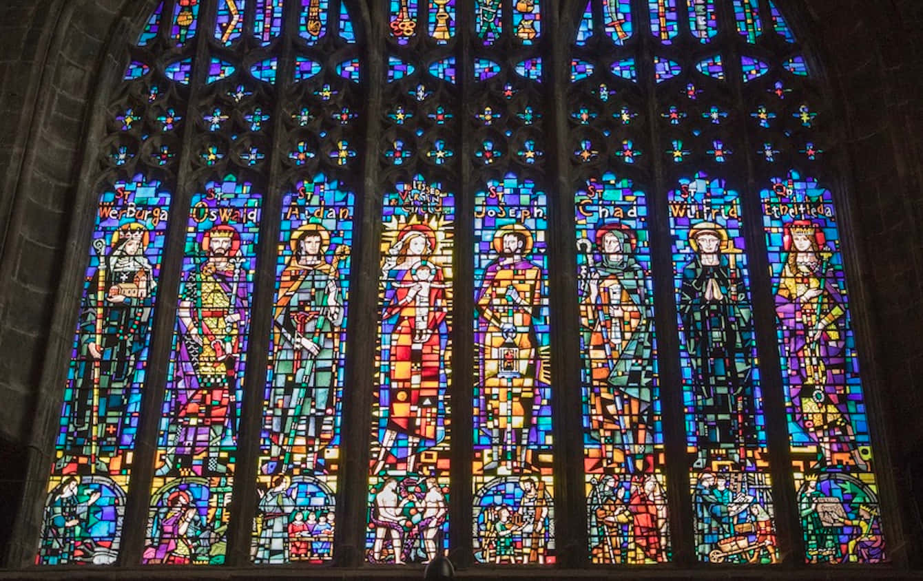 Stunning Stained Glass Windows At Chester Cathedral Background