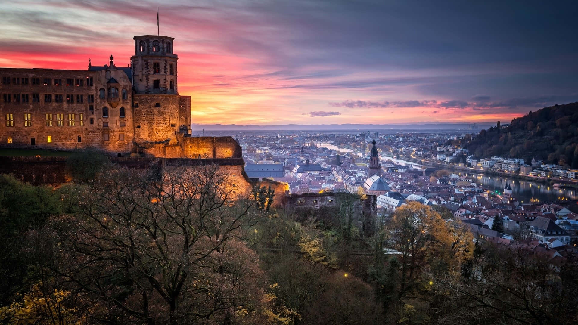 Stunning Sunset At Heidelberg Castle