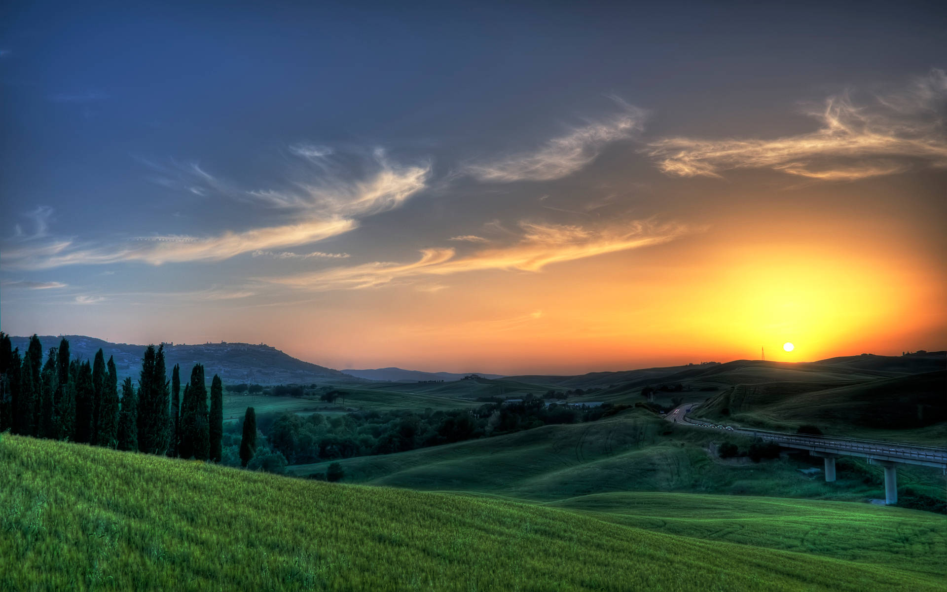 Stunning Sunset Of Hilly Tuscany