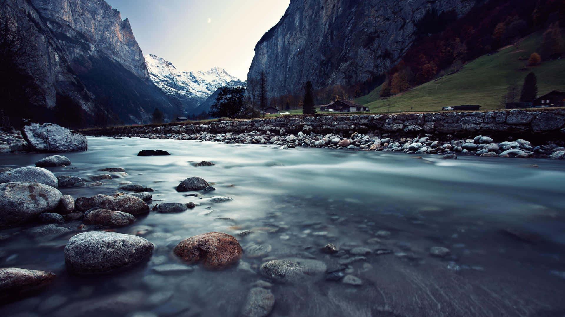 Stunning Sunset Over Majestic Mountains Background