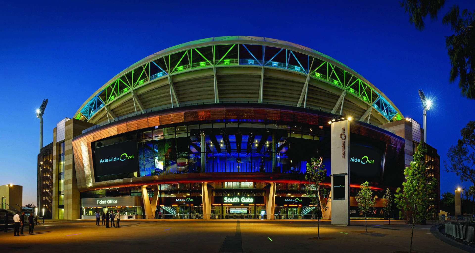 Stunning Twilight View Of Adelaide Oval Stadium Background