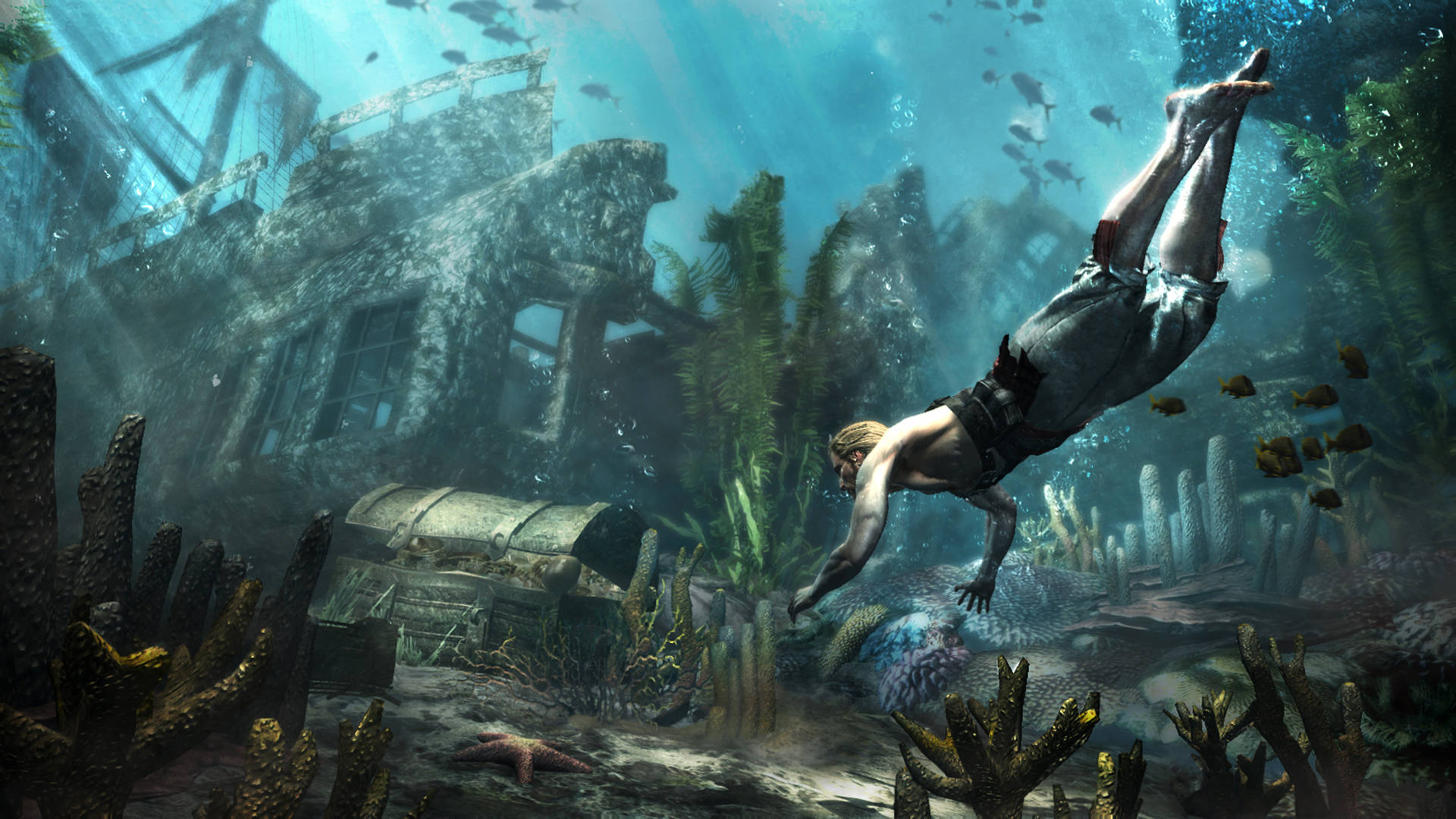 Stunning Underwater Scene From Assassin's Creed: Black Flag Background