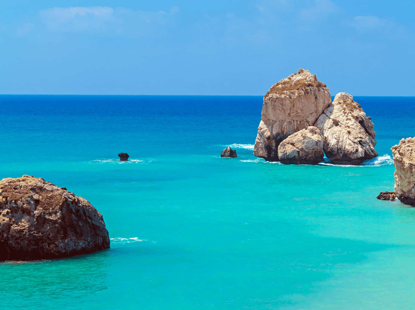 Stunning View Of A Beach In Paphos Background