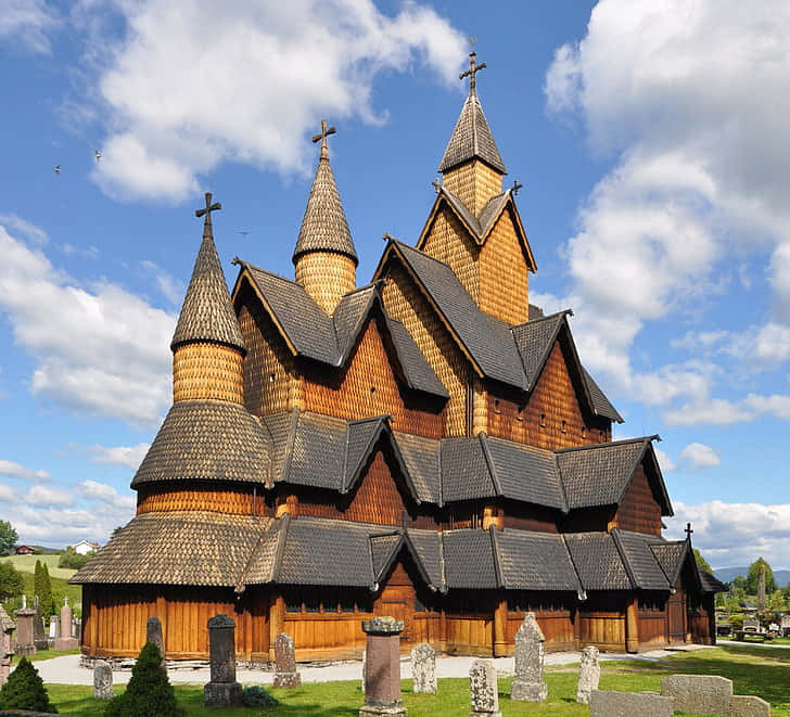 Stunning View Of Heddal Stave Church, Norway