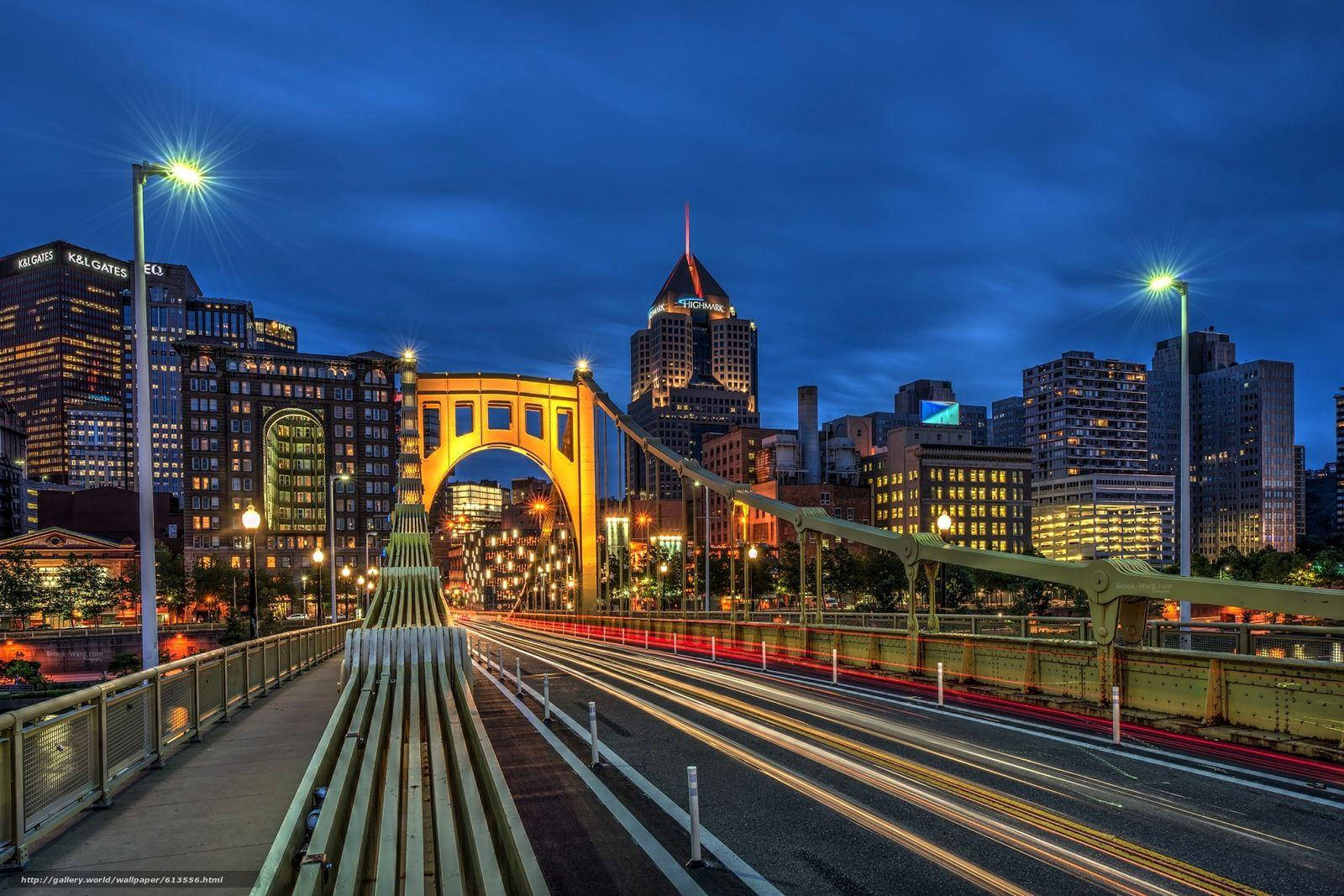 Stunning View Of Speedy Pittsburgh Bridge At Dusk Background