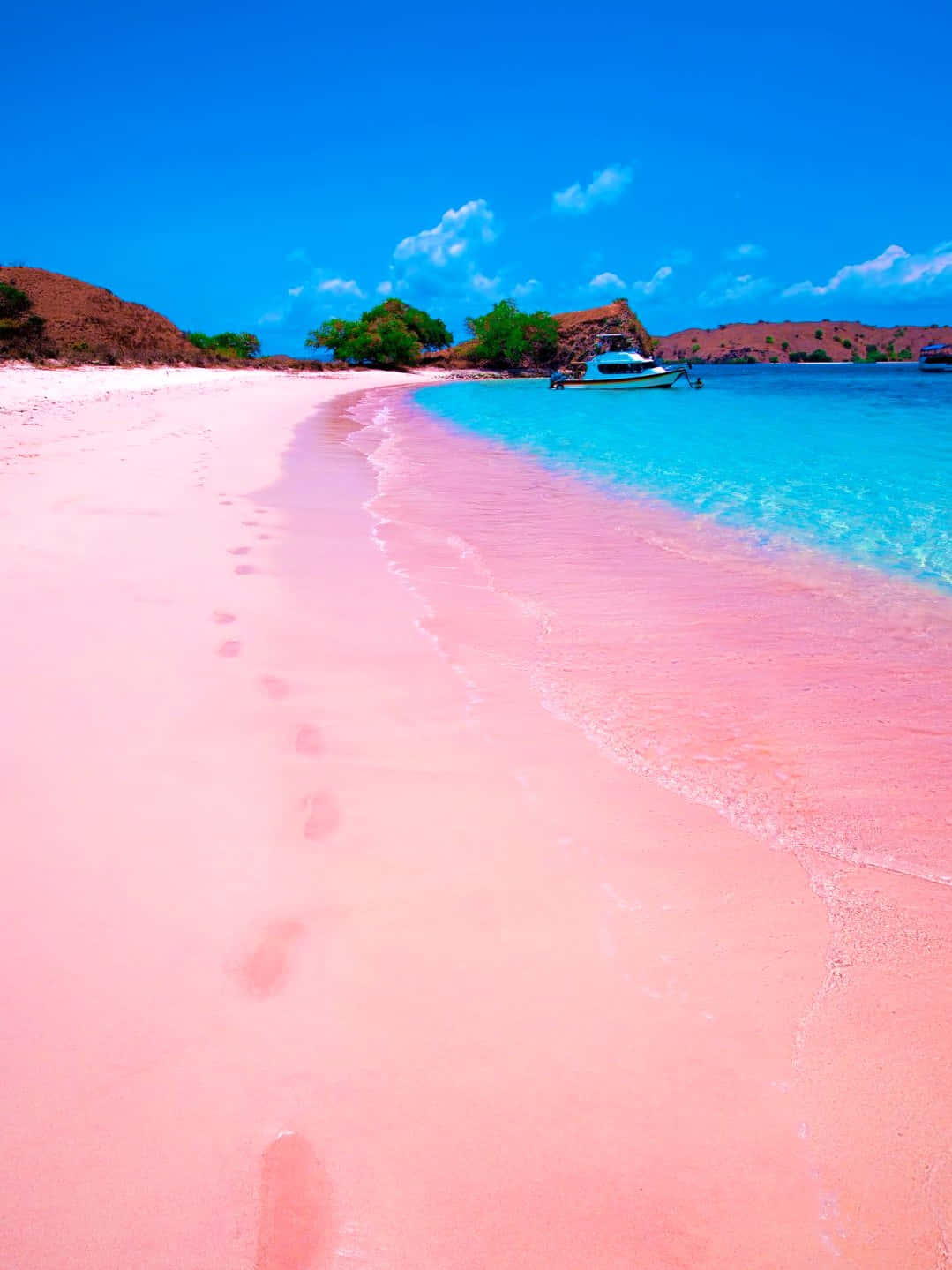Stunning View Of The Breathtaking Pink Beach Background