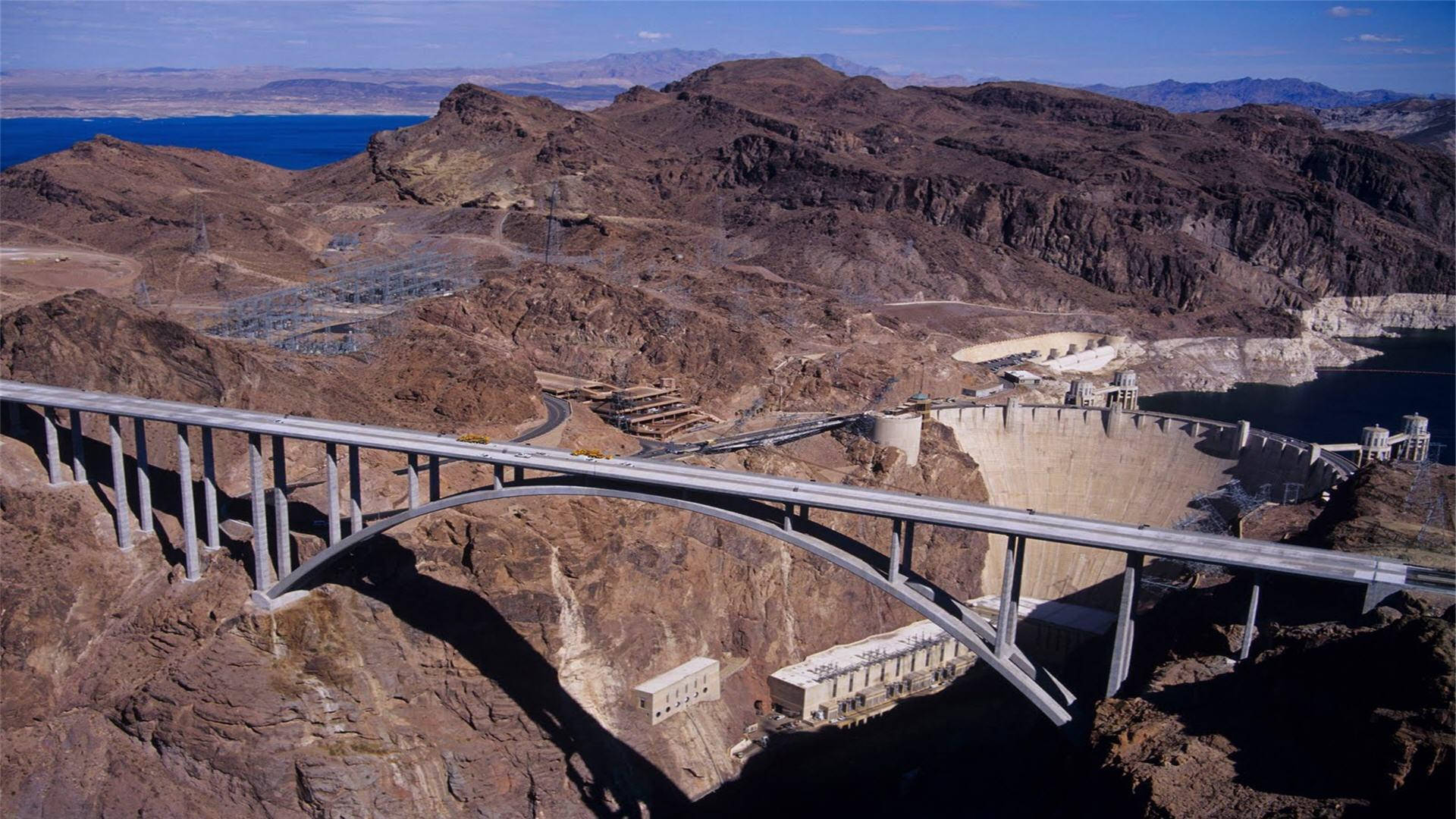 Stunning View Of The Highway Passing By Hoover Dam