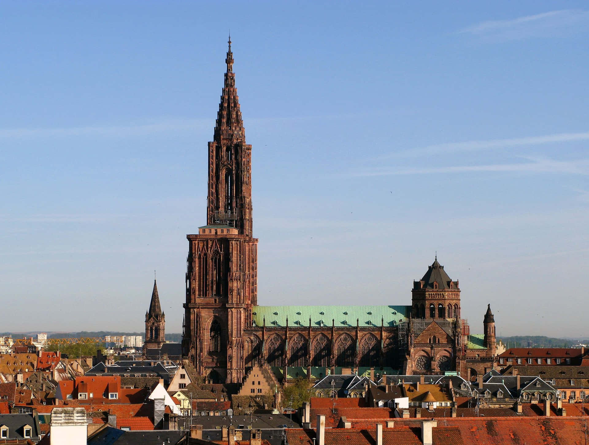 Stunning View Of The Iconic Strasbourg Cathedral, France Background
