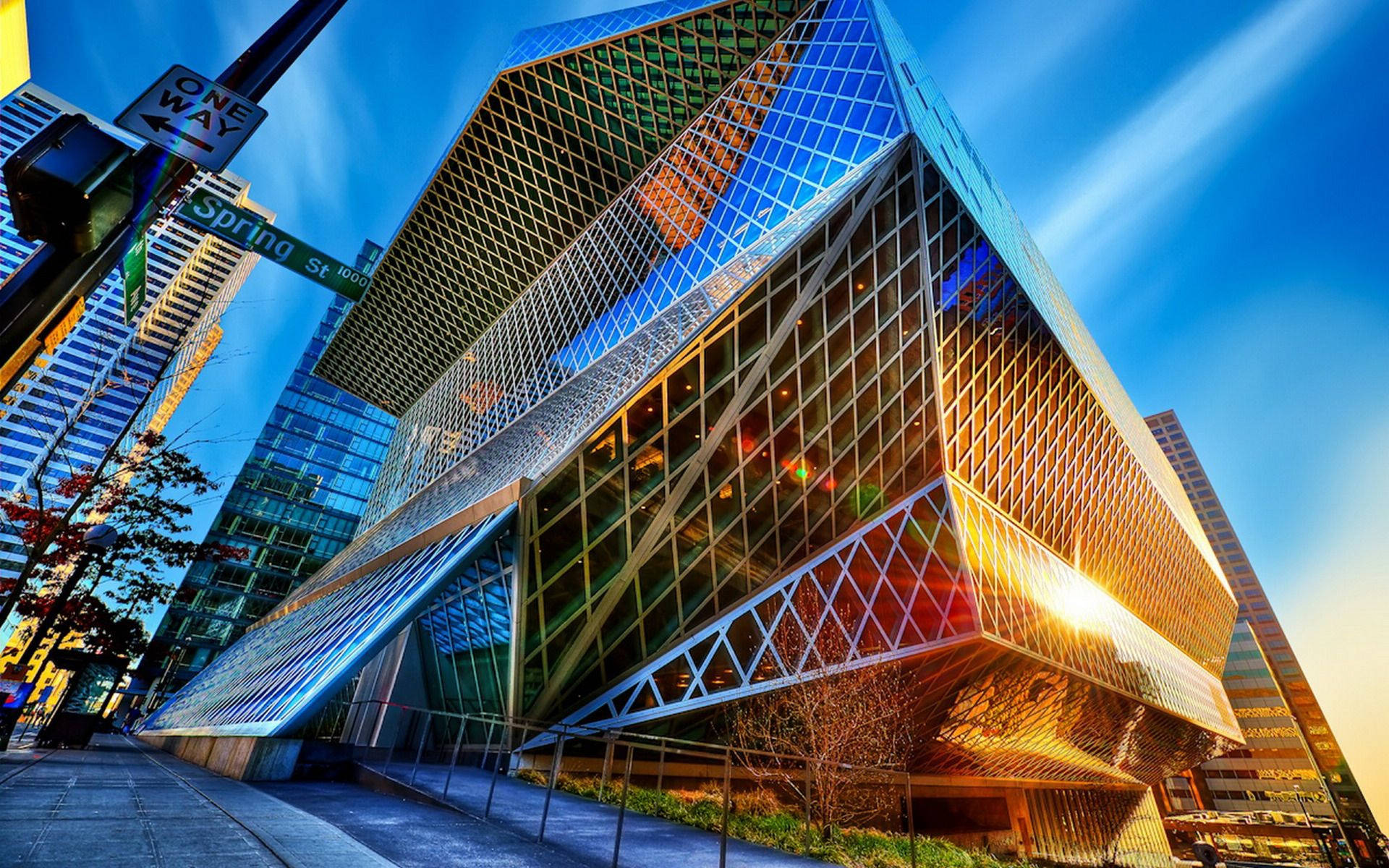 Stunning View Of The Modern Seattle Library Architecture