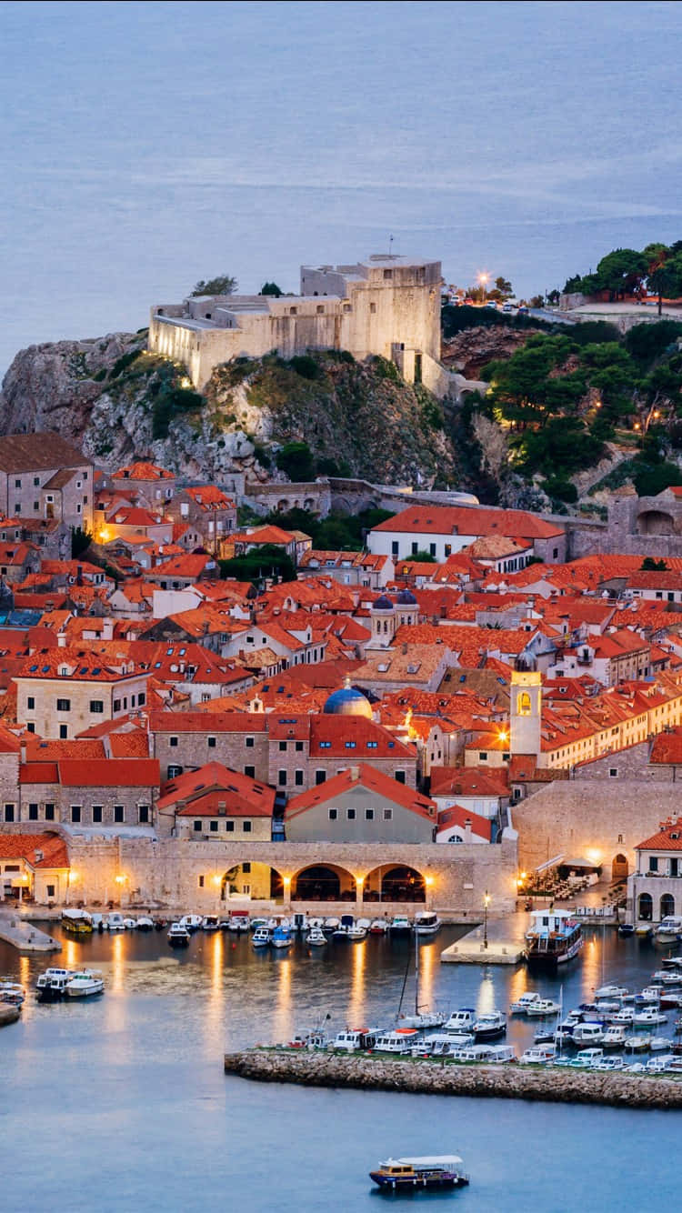 Stunning View Of The Scenic Dubrovnik Coastal Town In Croatia Background