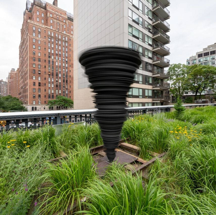 Stunning View Of Tornado Sculpture At The High Line Park