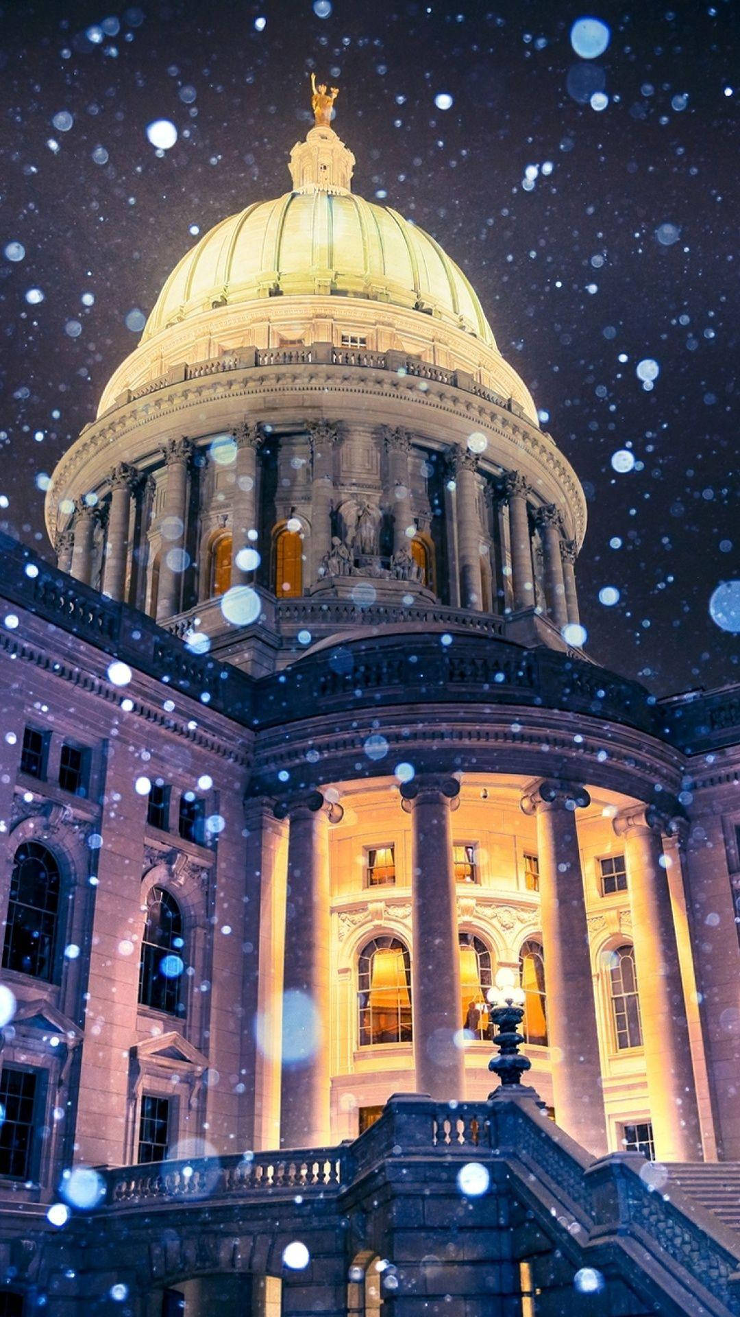 Stunning View Of Wisconsin State Capitol At Sunset