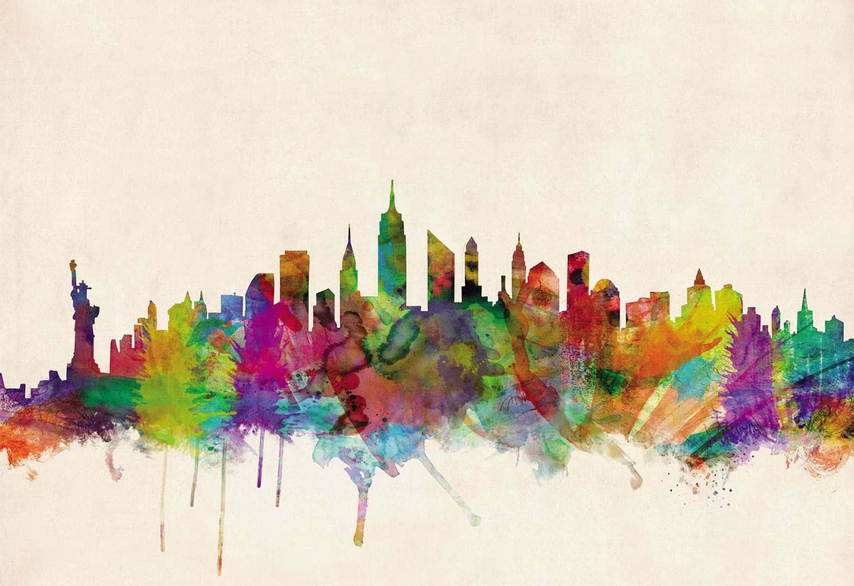 Stunning Visage Of New York City Skyline As Seen Through Artist's Eye Background