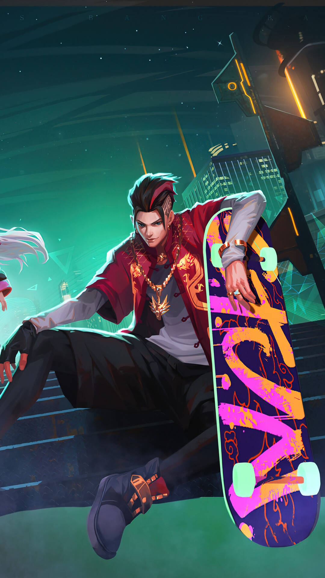 Stunning Wallpaper Featuring Chou From Mobile Legends With His Skateboard
