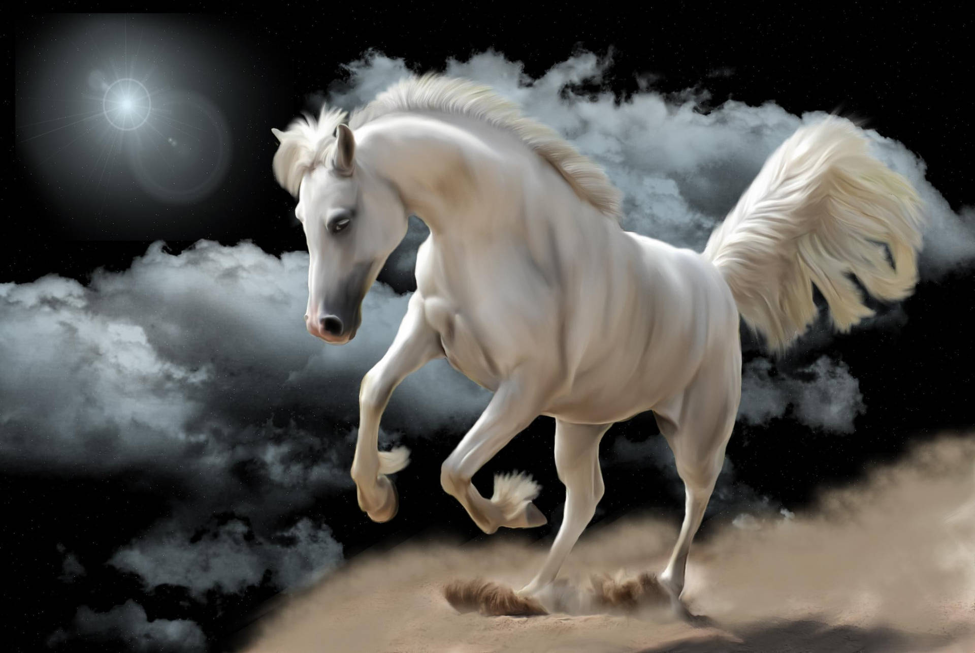 Stunning White Running Horse Art Background