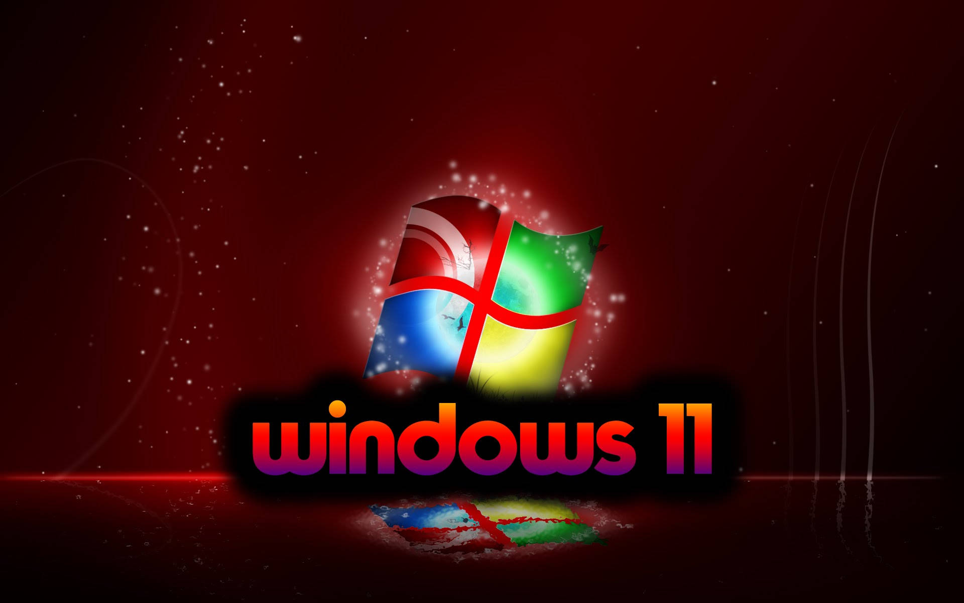 Stunning Windows 11 Dark Red Glow Theme Background