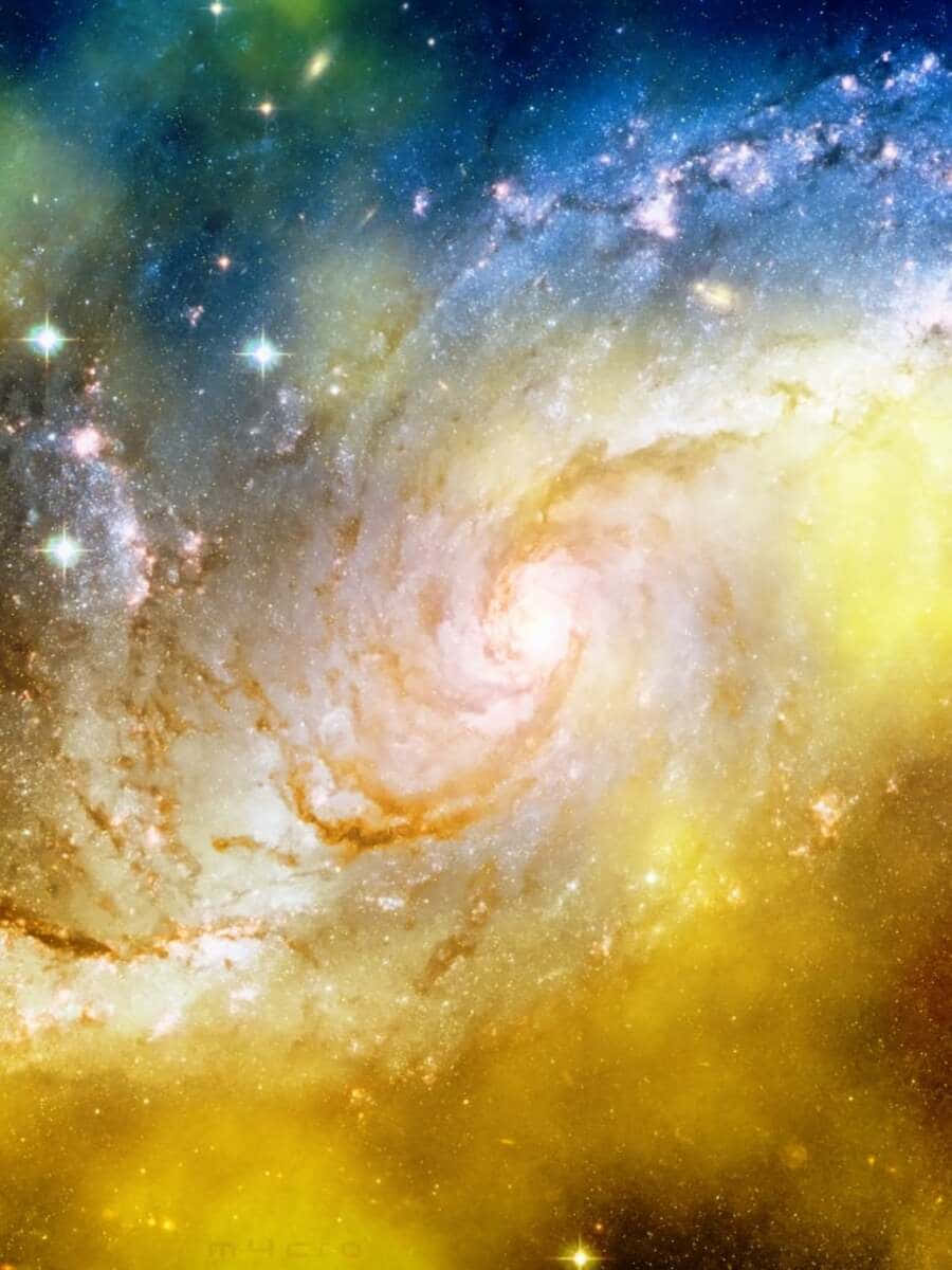 Stunning Yellow Galaxy In Vibrant Hues Background