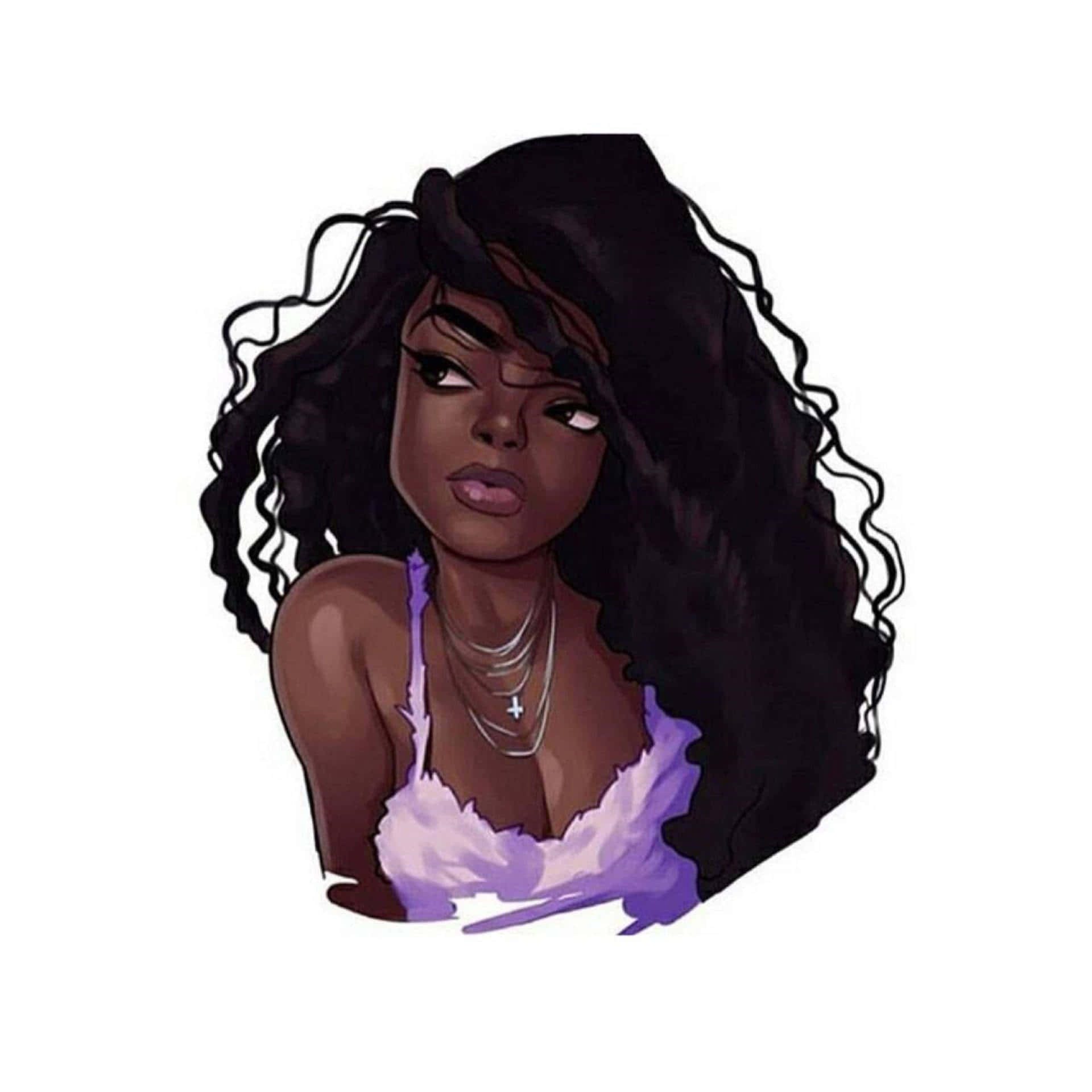 Stylish_ African_ American_ Animated_ Girl Background