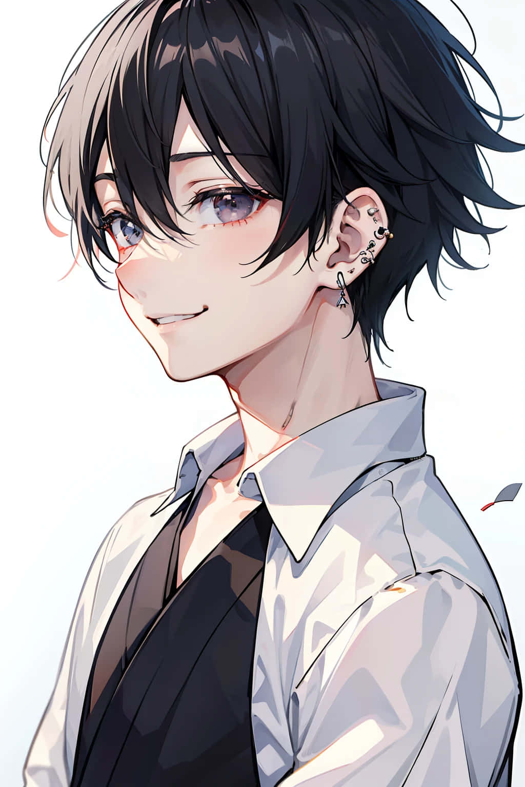 Stylish Anime Boy Black Hair Background