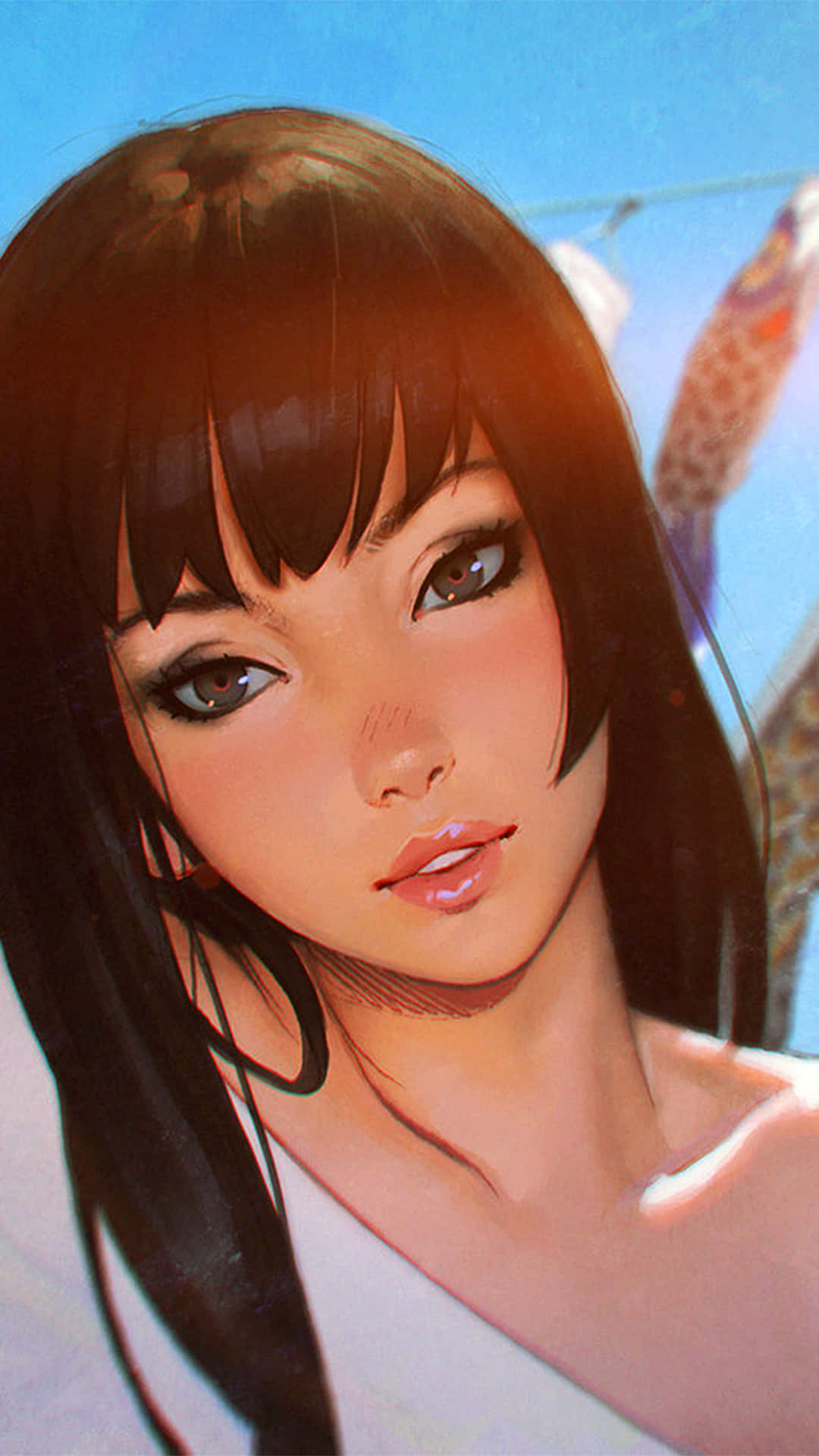 Stylish Anime Girl Portrait Background