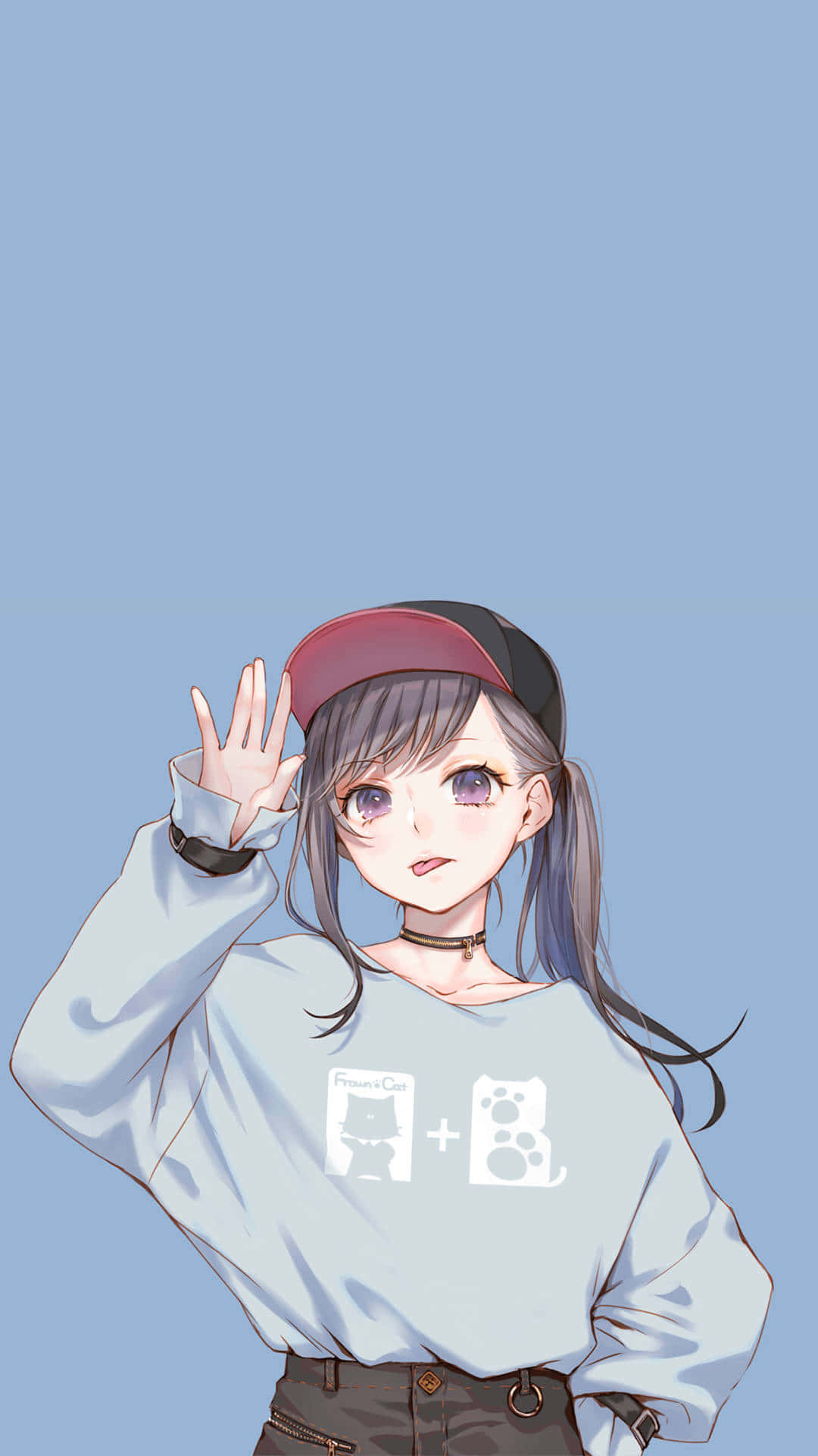 Stylish Anime Girlwith Cap Background
