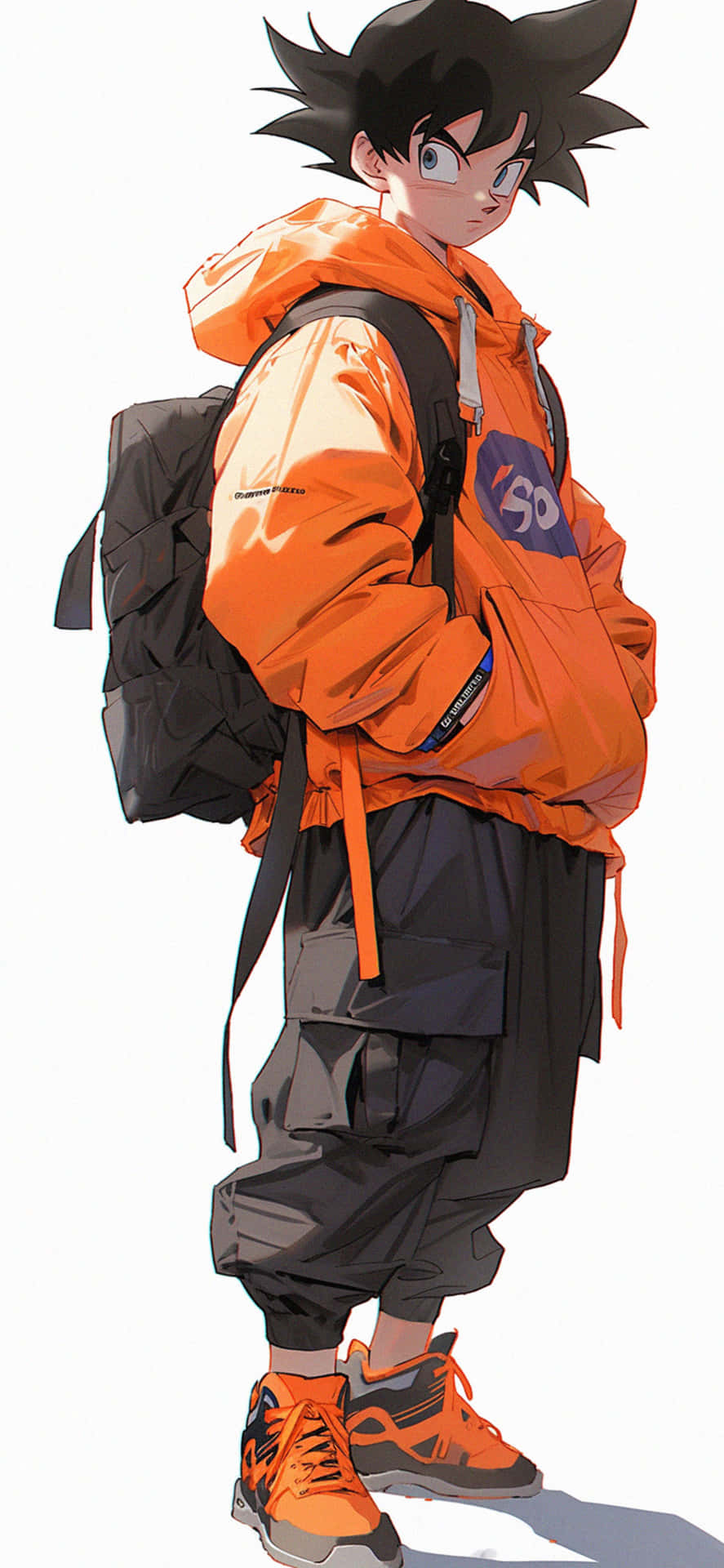 Stylish Anime Teenager Orange Jacket Background