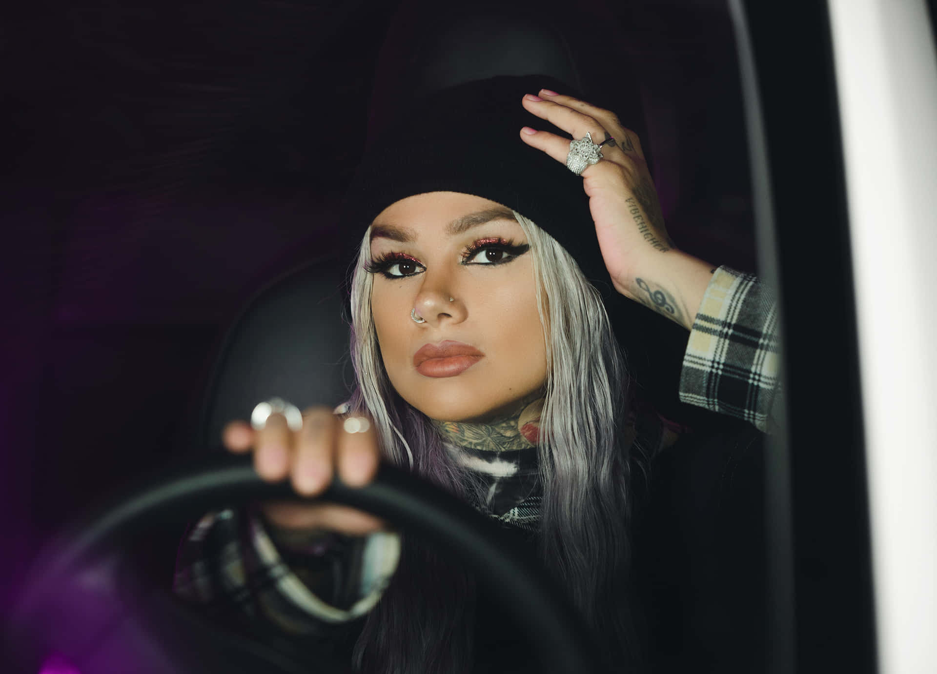 Stylish Artist Driving Portrait Background