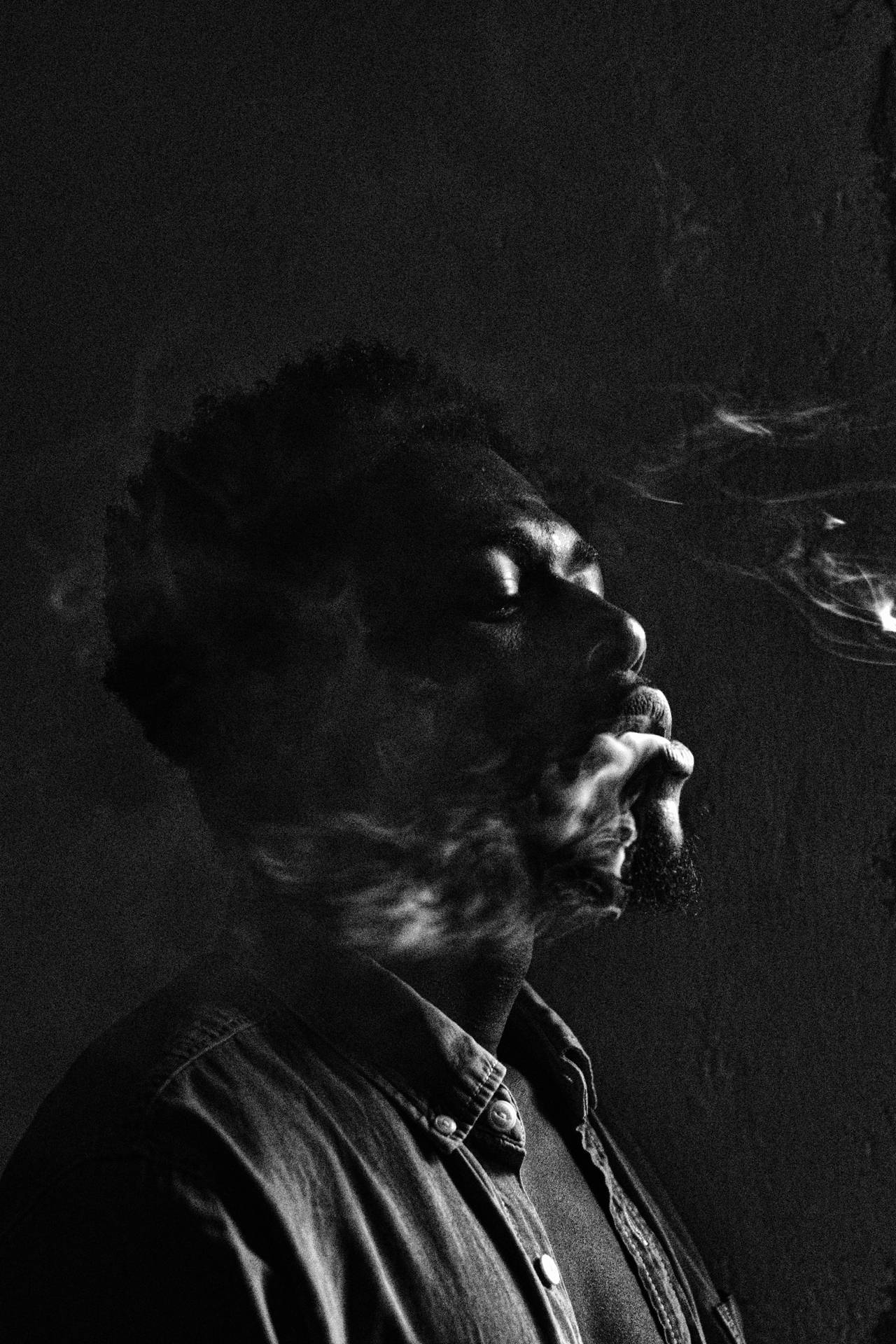 Stylish Black Bearded Man Smoking