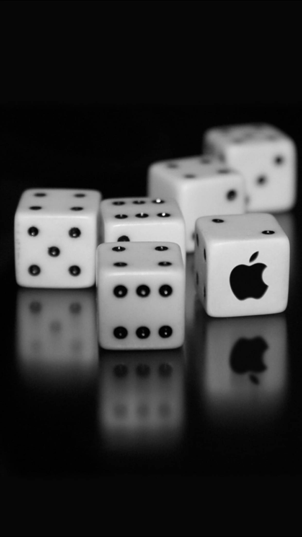 Stylish Black Iphone 6 Plus With White Dice Display Wallpaper Background