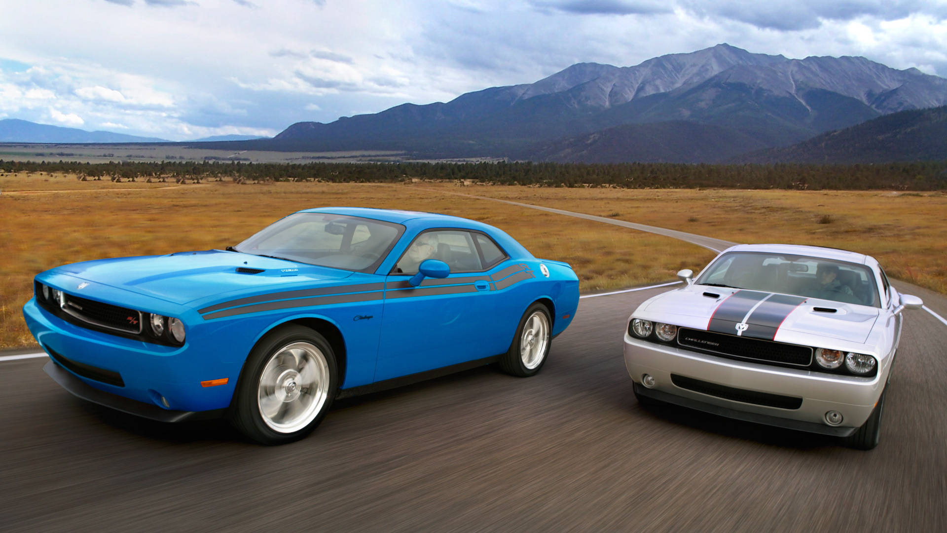 Stylish Blue Dodge Challenger 2009 Edition Background