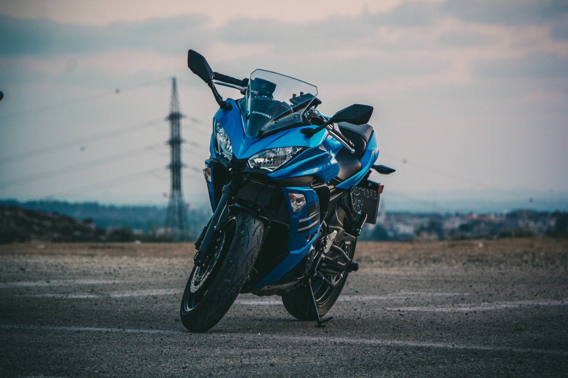 Stylish Blue Motorcycle Background