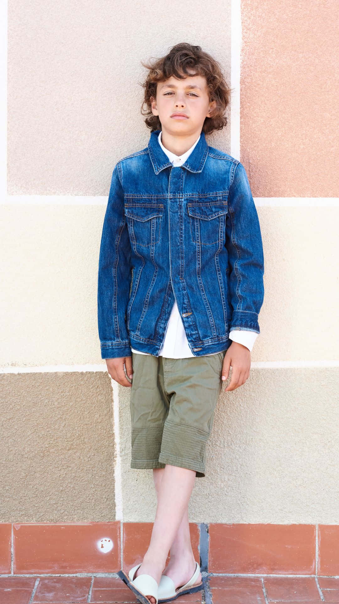 Stylish Boy On Denim Clothes Background