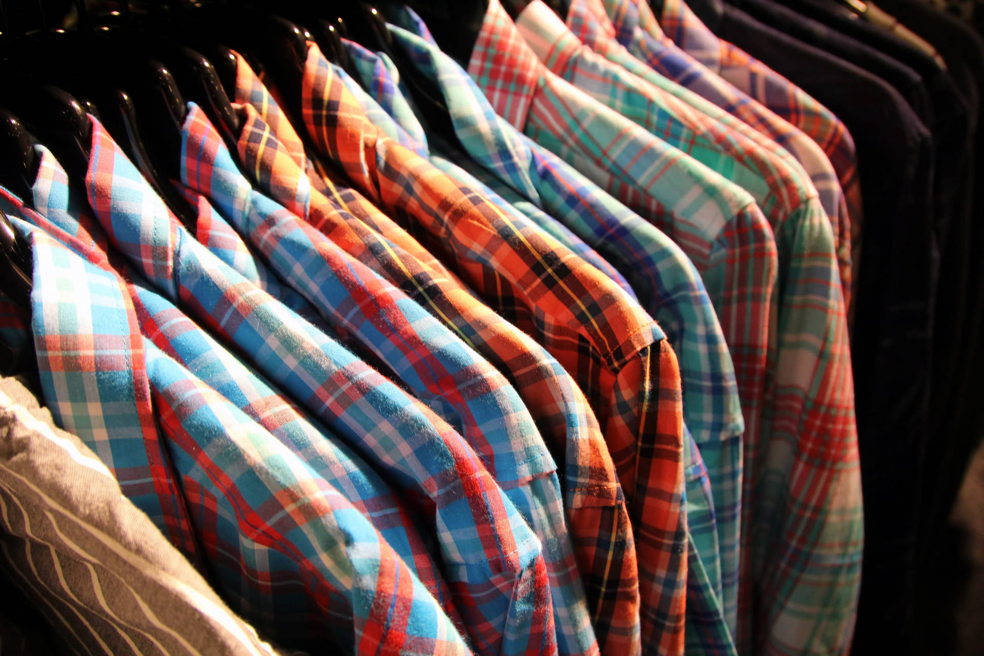 Stylish Checkered Clothes Collection Background