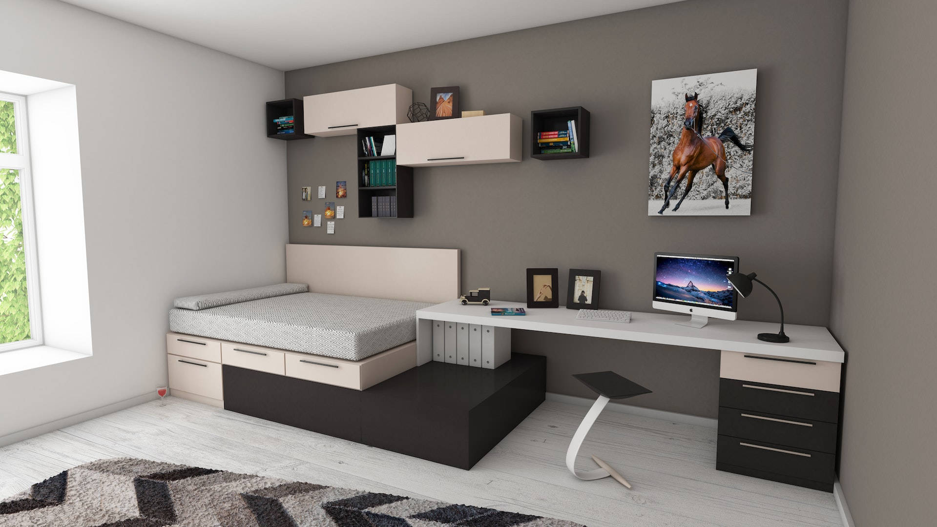 Stylish Compact Bedroom Background