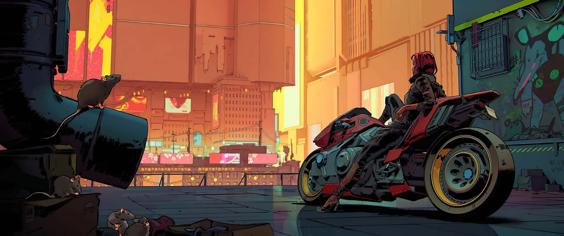 Stylish Cyberpunk 3440x1440 Theme Background