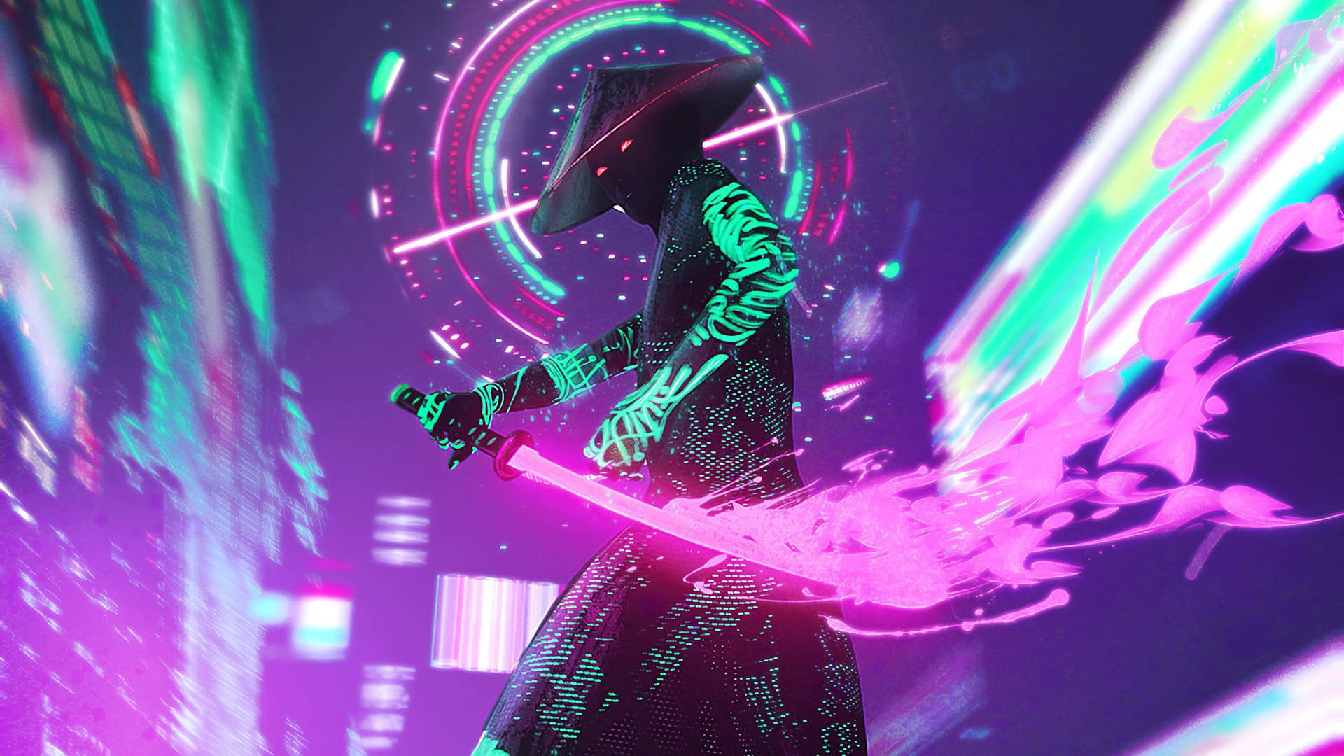 Stylish Cyberpunk Samurai Background