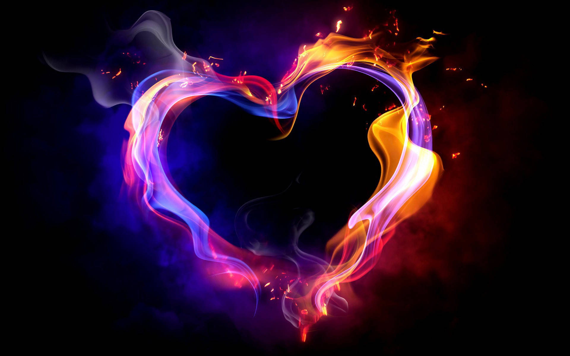 Stylish Flaming Heart Background