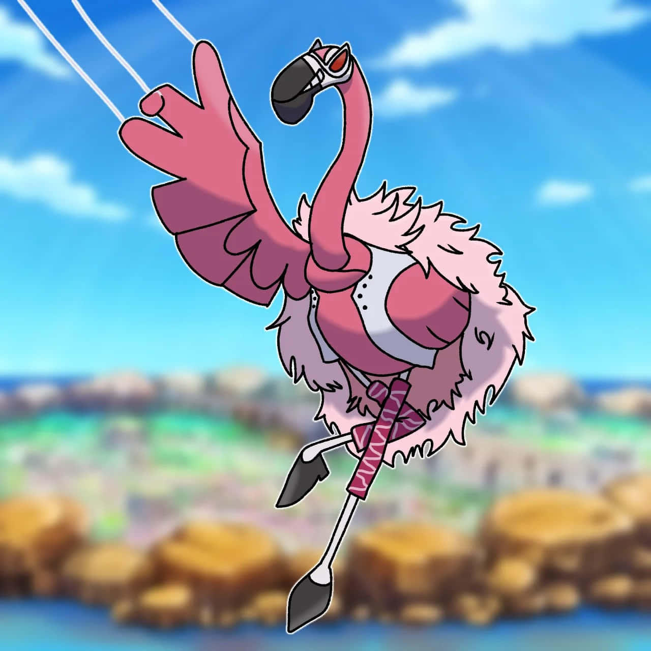 Stylish Flamingo Sunglasses Sky Background