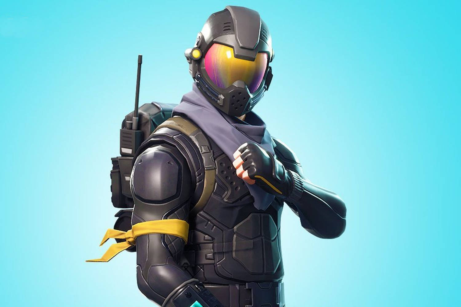 Stylish Fortnite Skin In Blue Background Background