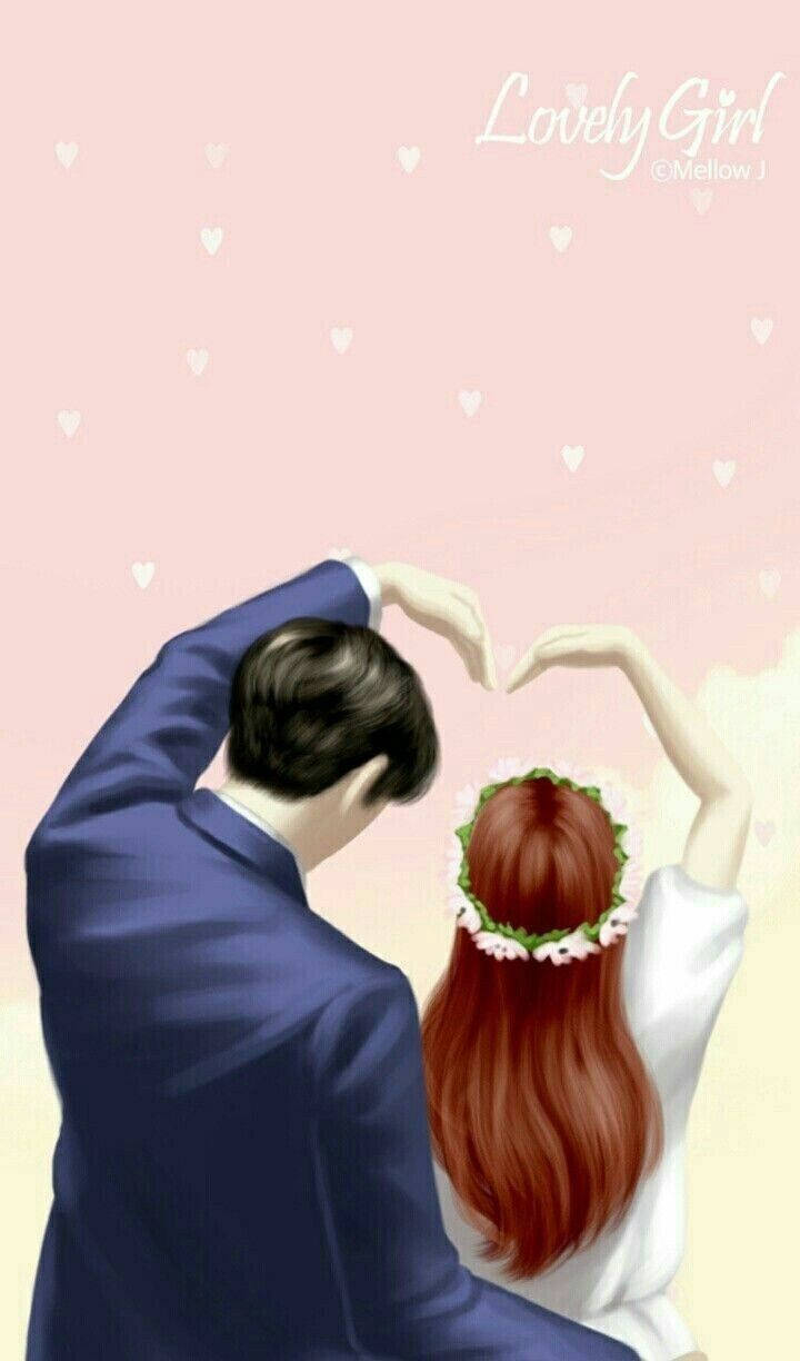 Stylish Graphic Of Cute Couple Drawing Background